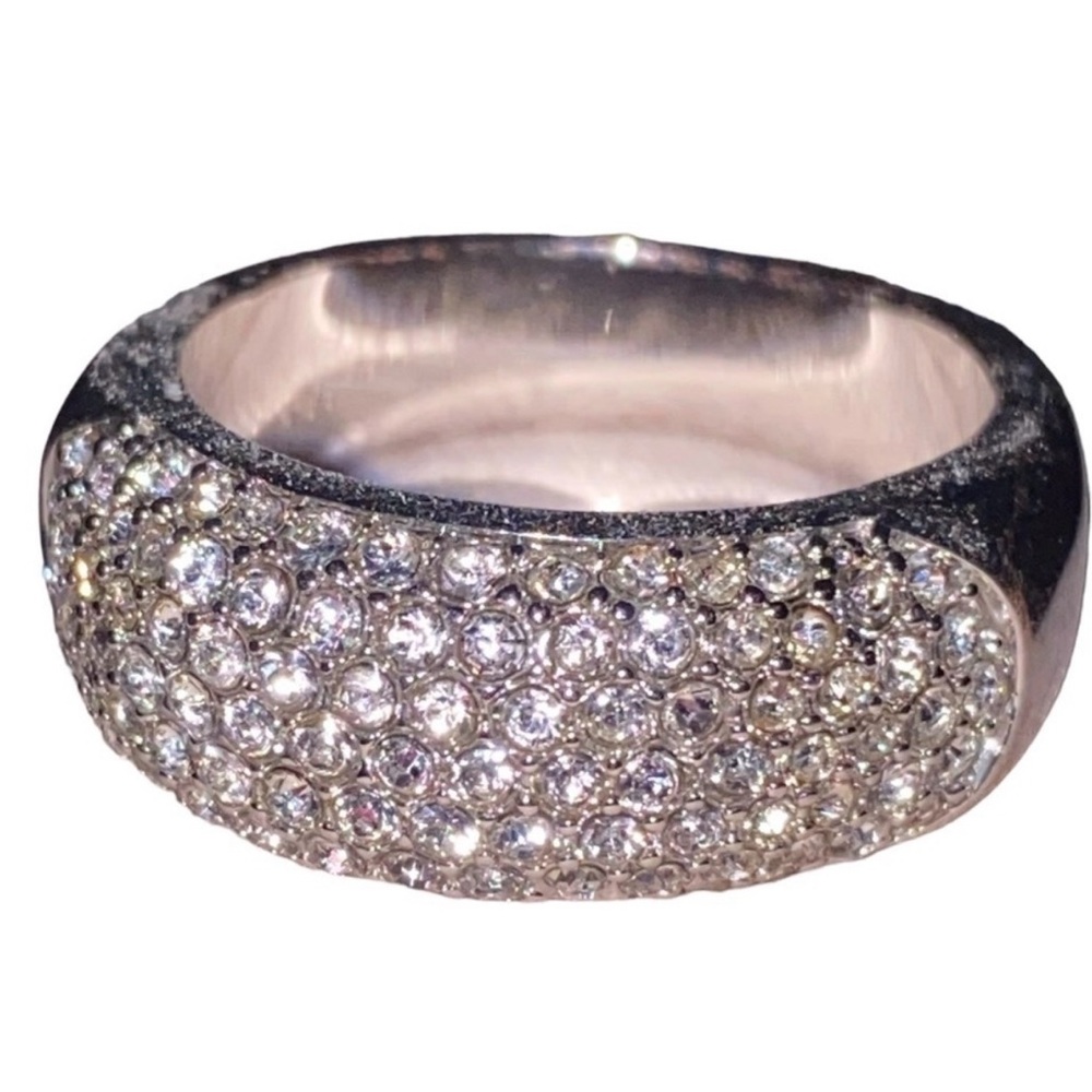 Silver CZ Pavè Heavy Band Ring Signed NVC Sz 8 - Picture 8 of 9